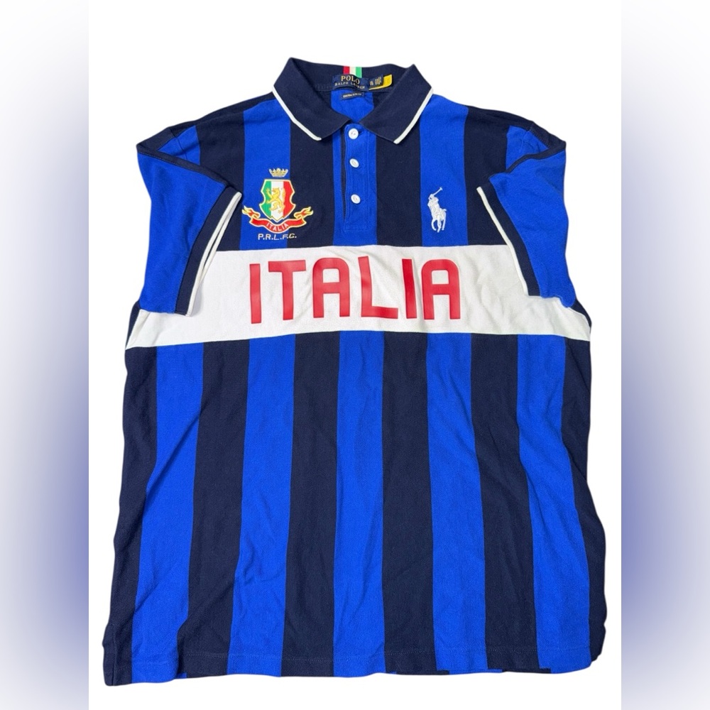 POLO RALPH LAUREN ITALIA FOOTBALL CLUB SINGLE STITCH SHIRT STRIPE MENS XL